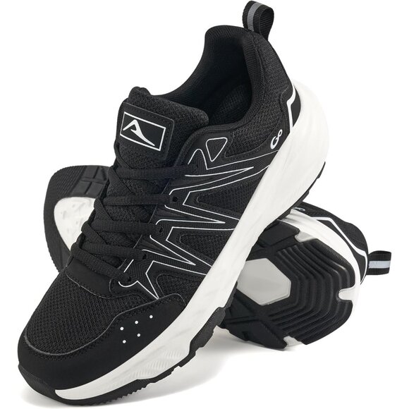 Women's Sneakers Walking Shoes Slip on Cushion Tennis Shoe Workout Gym Black - Picture 1 of 7